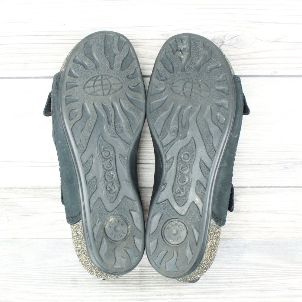ECCO Cosmo Black Leather Cork Sling Back Comfort Sandals Size 39 / 8 - Picture 8 of 10